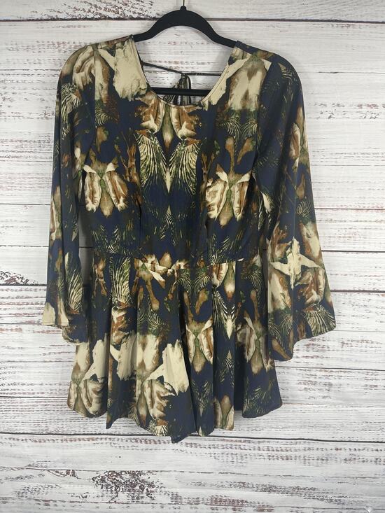 Tobi Pants - Tobi Romper Women's Medium Boho Bell Sleeve Palm Floral Zip Dress
